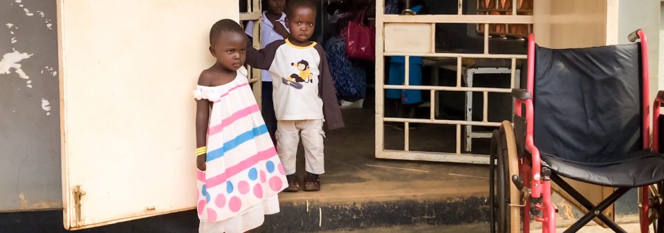 Children receiving care at a health clinic using OpenMRS in rural Uganda. Statistics from the Ministry of Health show that malaria is still the leading cause of death in Uganda, accounting for over 27% of deaths.